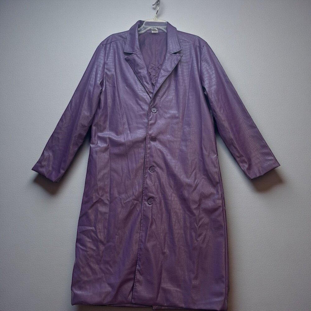 The Joker Suicide Squad Mens Large Purple Trench Coat Cosplay